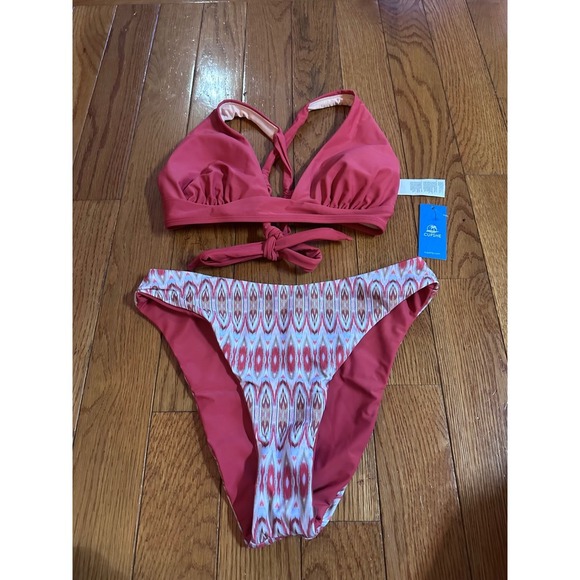 New women's Cupshe Bikini Swimsuit Crisscross Tie Front High Cut Two Piece Set - Picture 1 of 10